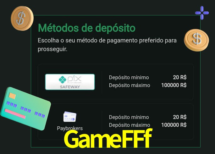 O cassino GameFFf oferece uma grande variedade de métodos de pagamento